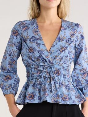 Derek Lam 10 Crosby Floral Peplum Blouse, size 4
